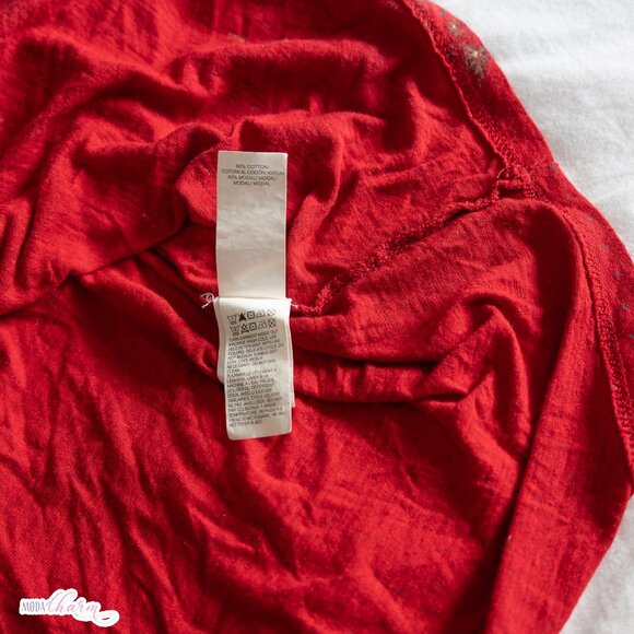 Mix Print Button Up Top, Red - Picture 6 of 7